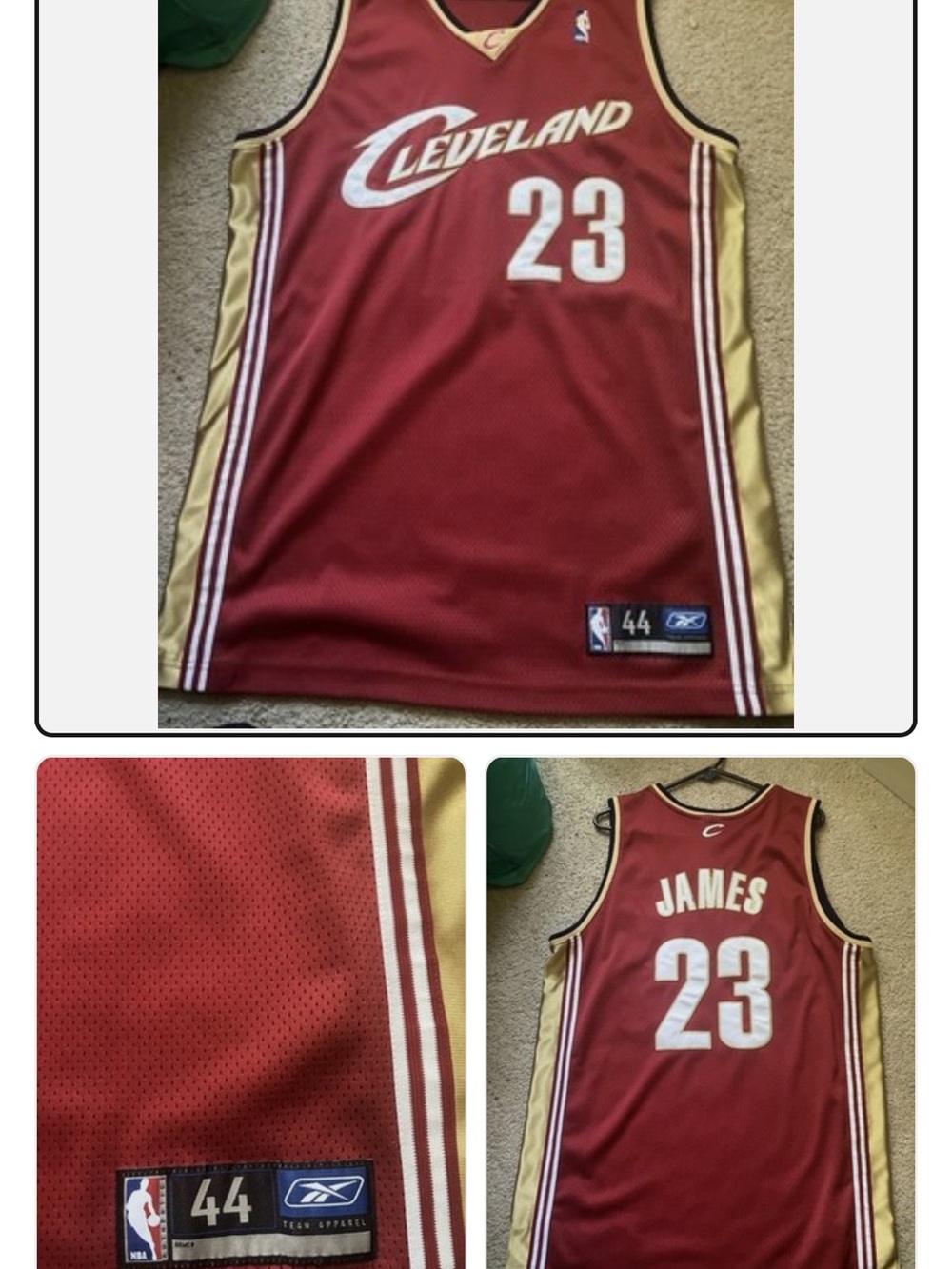 LeBron James rookie Cleveland cavs jerseys reebok vintage 2003 xl